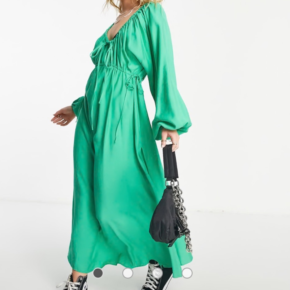 ASOS Vibrant Green Maxi Dress with Slit - Picture 1 of 4